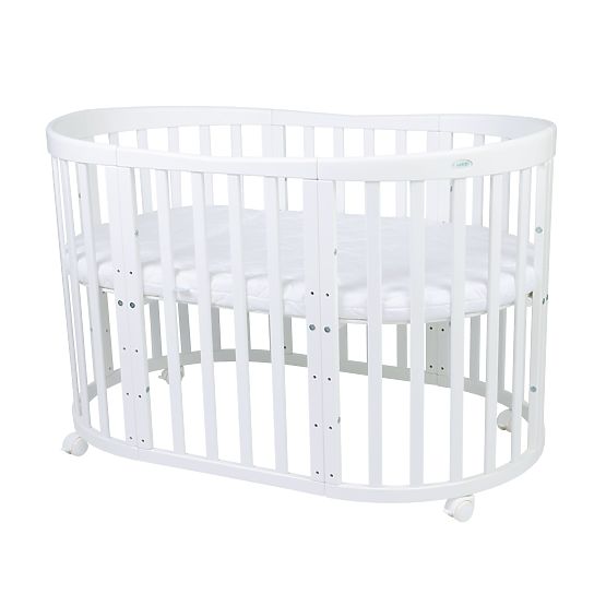 Ovales mitwachsendes Babybett Ruby 7in1 - weiß