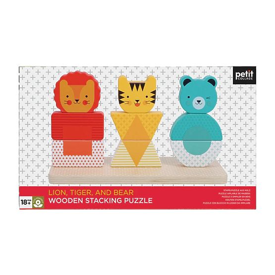 Petit Collage Holzpuzzle zum Zusammenbauen Löwe, Tiger und Bär