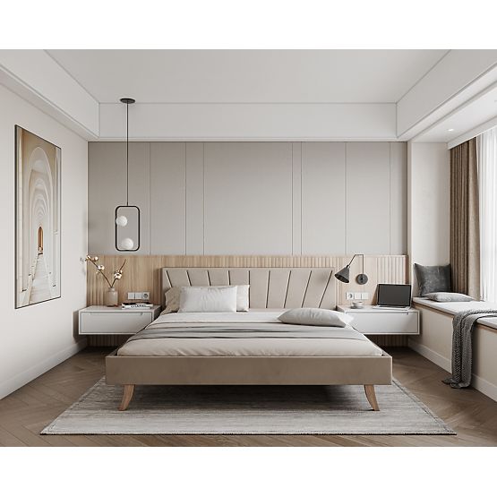 Gepolstertes Bett HEAVEN 140 x 200 cm - Creme