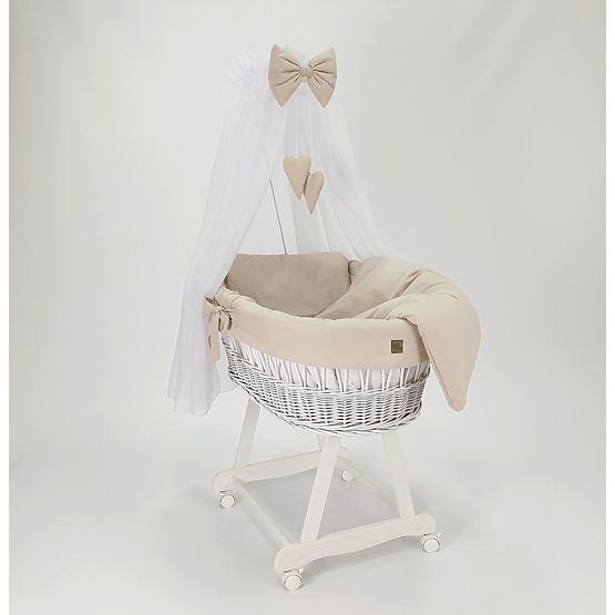Weidenkörbchen mit Baumwollausstattung für Babys - Beige