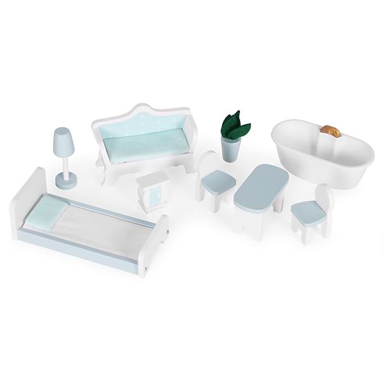 Puppenhaus Alice 3 Etagen 4 Zimmer Set mit 9 Möbelstücken ECOTOYS