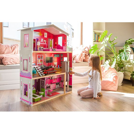 Puppenhaus aus Holz mit Kayla-Lift