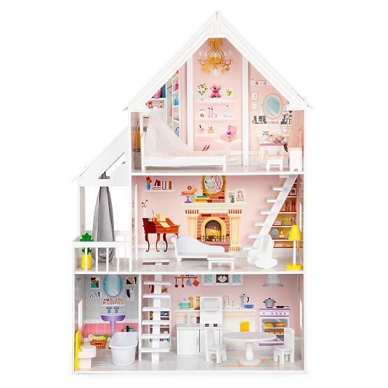 Puppenhaus aus Holz Pastell Residenz
