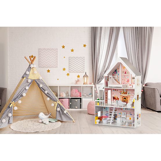 Puppenhaus aus Holz Pastell Residenz