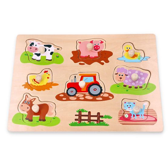 Puzzle mit Griffen Freunde vom Bauernhof und Traktor