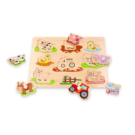 Puzzle mit Griffen Freunde vom Bauernhof und Traktor