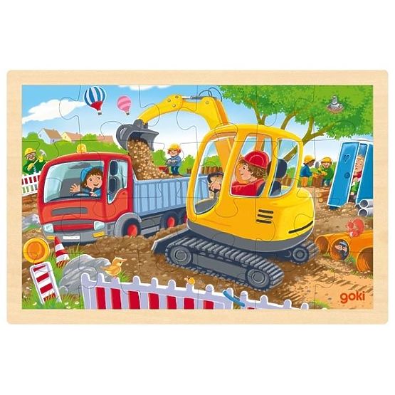 Puzzle mit Ständer, Baufahrzeuge