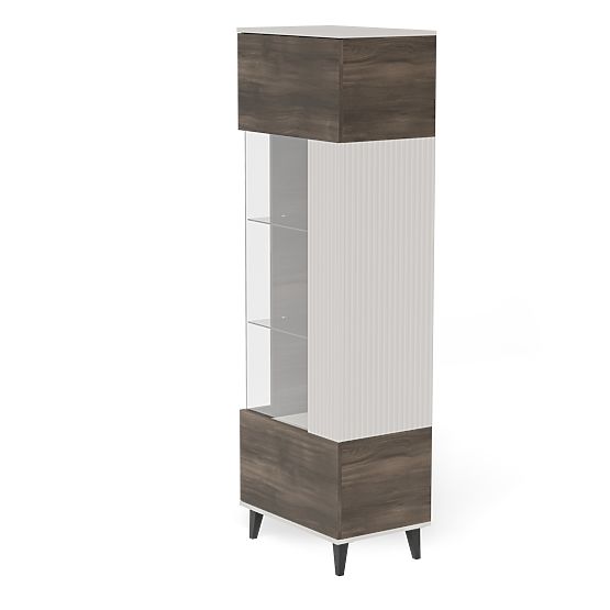 RANDOM 2-in-1 Vitrine Kaschmir / Nussbaum / Schwarz