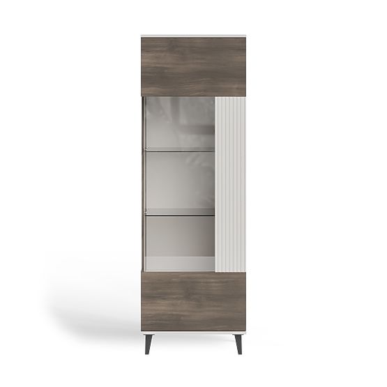 RANDOM 2-in-1 Vitrine Kaschmir / Nussbaum / Schwarz