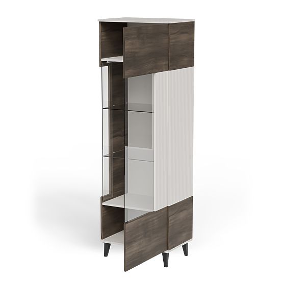 RANDOM 2-in-1 Vitrine Kaschmir / Nussbaum / Schwarz