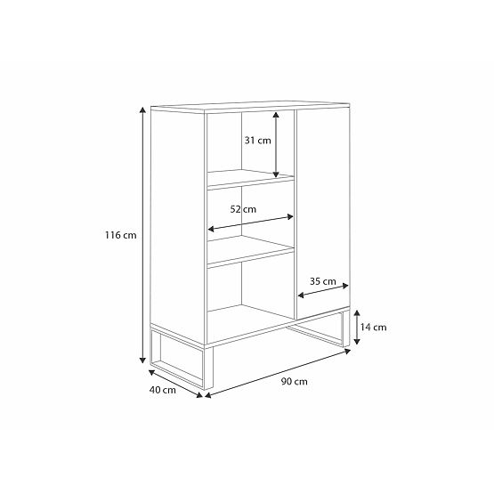 Regal Fondi Eiche Craft Gold - Schwarz, Loft-Stil