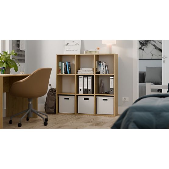 REGAL MALAX 3x3 H EICHE ARTISAN MIT FESTER RÜCKWAND HDF REGALEN 110x110 CM