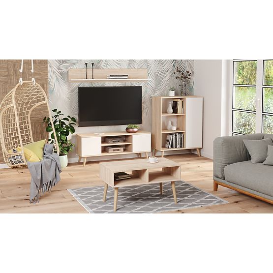 Regal Schrank Fondi Eiche Sonoma - Weiß, skandinavisch