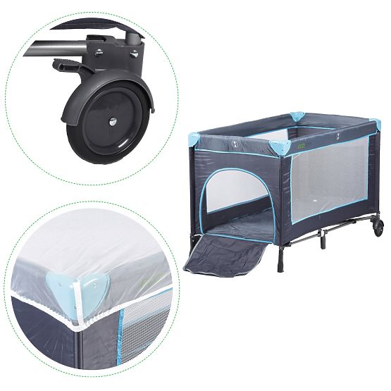 Reisebett mit Matratze - marineblau