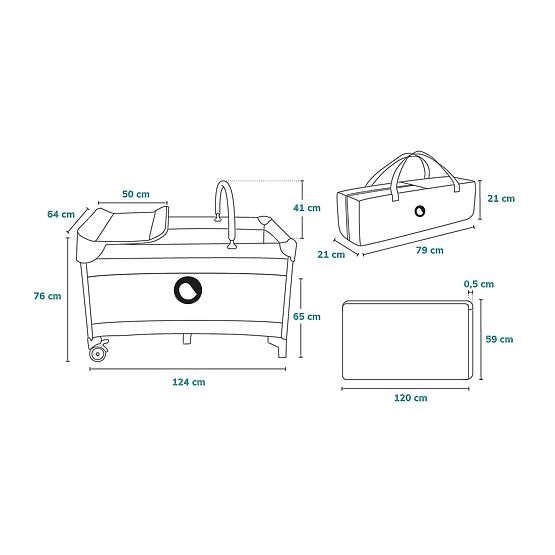 Reisebett mit Wickeltisch – rosa