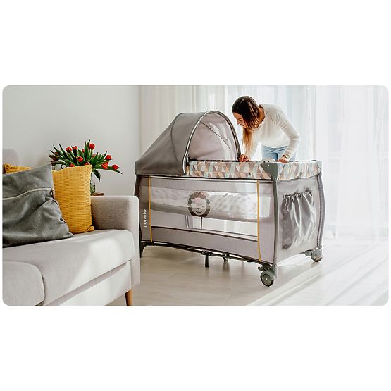 Reisebett Sven 2in1 mit Zubehör - Grau