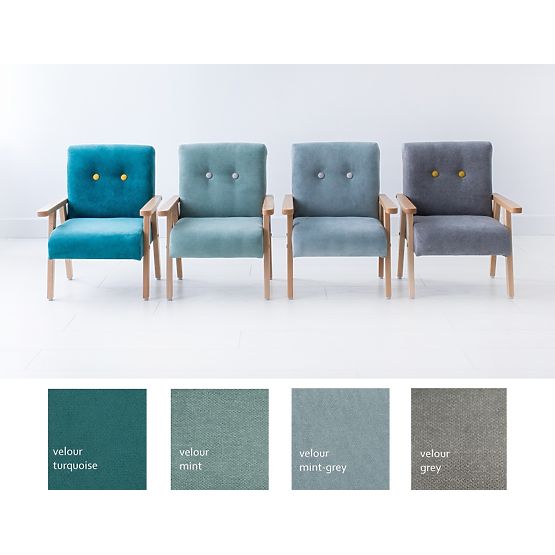 Retro-Kindersessel Velours - Mint