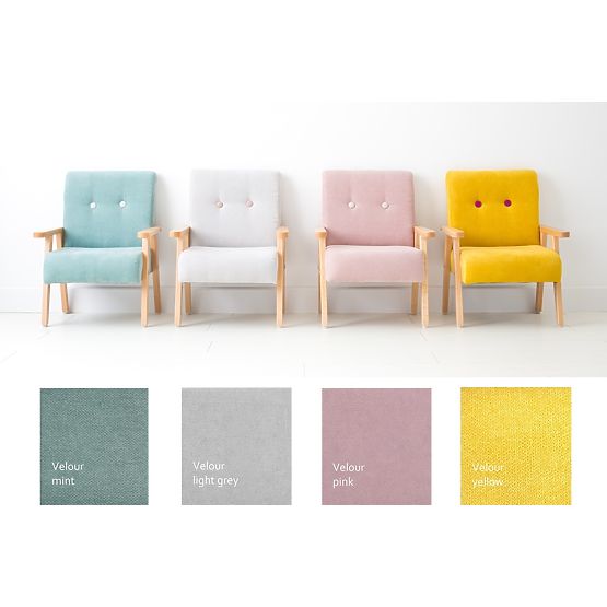 Retro Kinder-Sessel Velours - Rosa