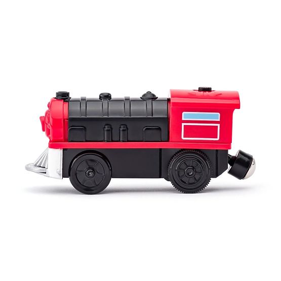 Rote batteriebetriebene Lokomotive - fährt vorwärts und rückwärts