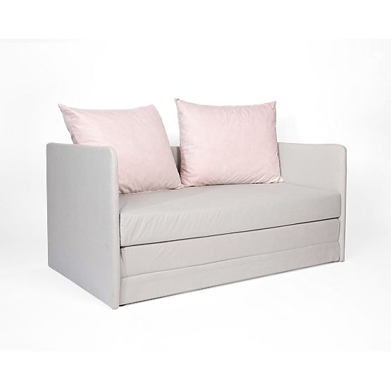 Ausziehbares Sofa Jack - Hellgrau / Puderrosa