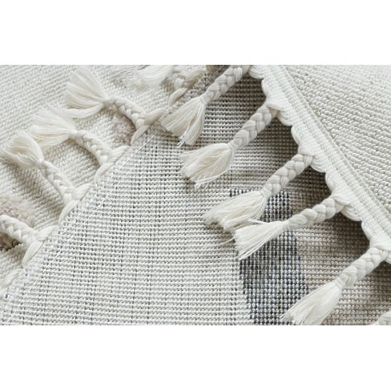 Runder Teppich YOYO EY78 weiß / beige - Wolke, Regenbogen, Punkte für Kinder, strukturell, sensorisc