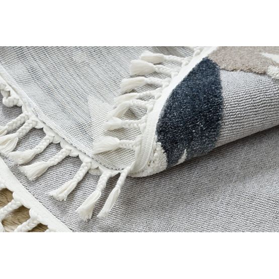 Runder Teppich YOYO EY81 grau/weiß - Bär, Berge für Kinder, strukturiert, sensorisch Fransen