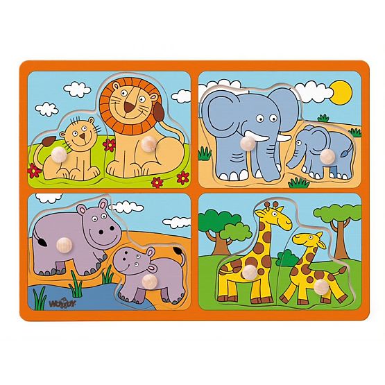 Safari-Puzzle - Tiere mit ihren Jungen