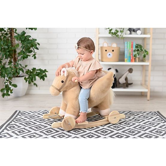 Schaukelndes Pegasus Beige mit Sessel und Rädern