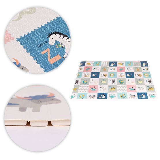 Schaumstoffmatte für Kinder 200x150 cm, beidseitig faltbar, Wachstumsskala, Alphabet ECOTOYS