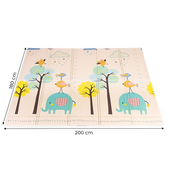Schaumstoffmatte für Kinder 200x180 cm, beidseitig, mit Wachstumsmaßstab und Alphabet, ECOTOYS