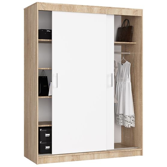 SCHIEBESCHRANK 150 cm CLP MONO SONOMA/WEISS