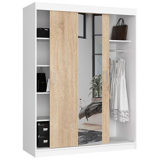SCHIEBESCHRANK 150 cm CLP WEISS / SONOMA