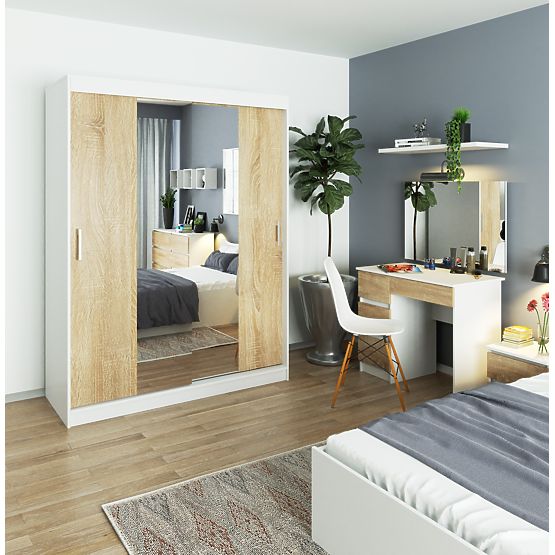 SCHIEBESCHRANK 150 cm CLP WEISS / SONOMA