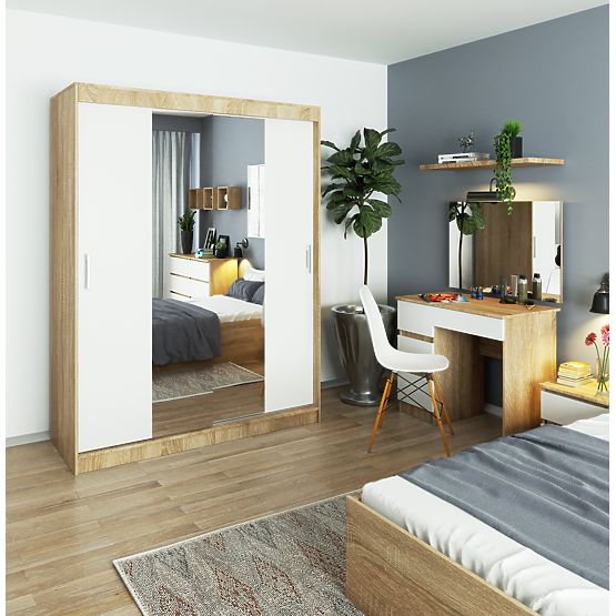 SCHIEBESCHRANK 150cm CLP SONOMA / WEISS