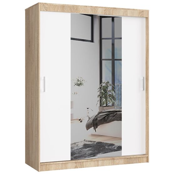 SCHIEBESCHRANK 150cm CLP SONOMA / WEISS