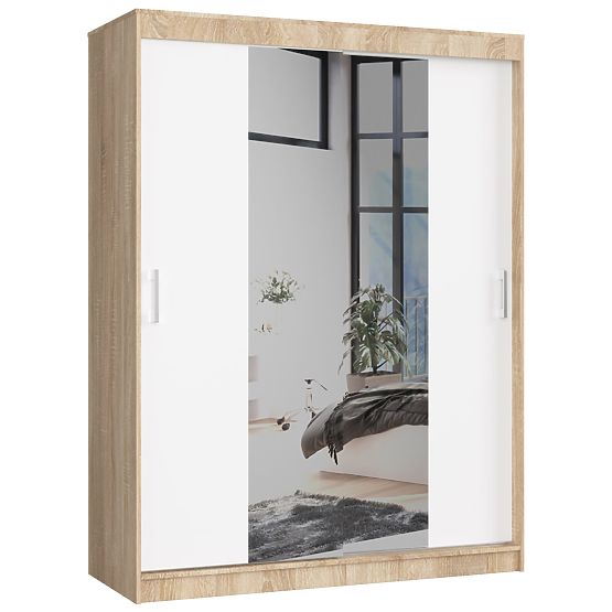 SCHIEBESCHRANK 150cm CLP SONOMA / WEISS
