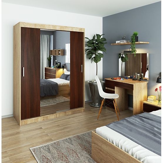 SCHIEBESCHRANK 150cm CLP SONOMA / WENGE