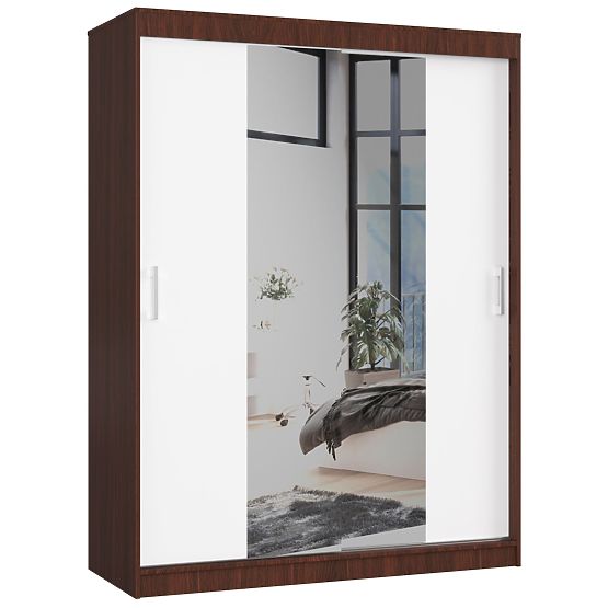 SCHIEBETÜR-KLEIDERSCHRANK 150cm CLP WENGE / WEISS