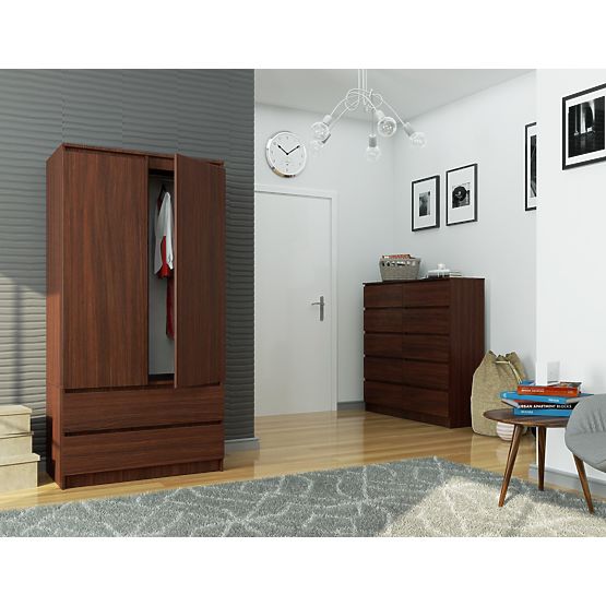 SCHRANK S 90 cm 2 TÜREN 2 SCHUBLADEN PK WENGE