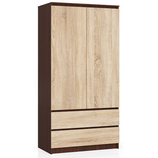 SCHRANK S 90 cm 2 TÜREN 2 SCHUBLADEN PK WENGE / SONOMA