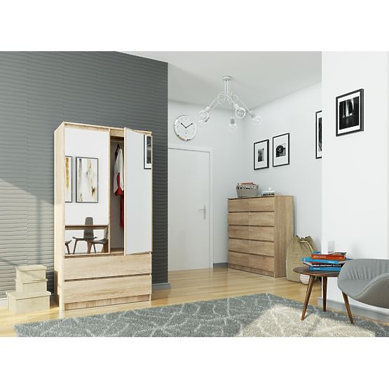 SCHRANK S90 2D 2SZ 2 SPIEGEL CLP PK SONOMA