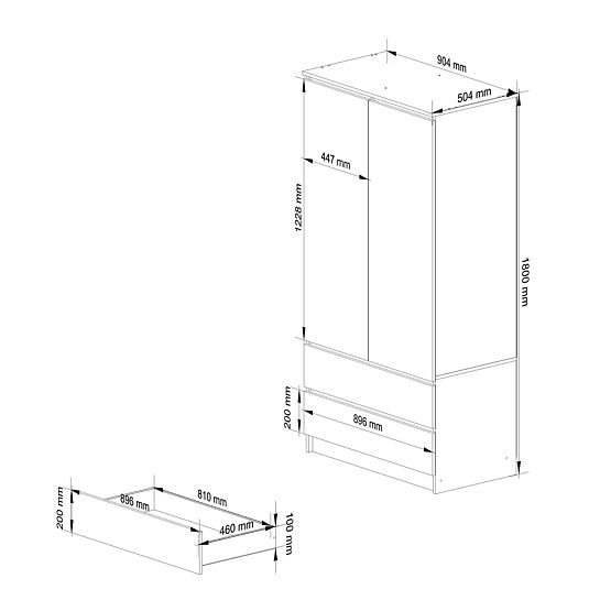 SCHRANK S90 2D 2SZ CLP PK SONOMA / WEISS