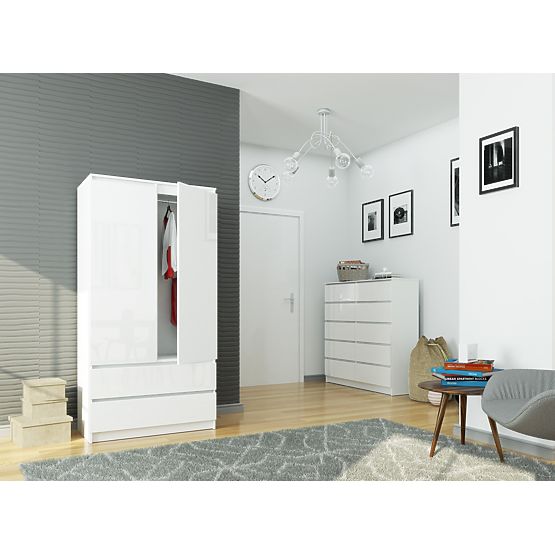 SCHRANK S90 2D 2SZ CLP PK WEISS GLANZ