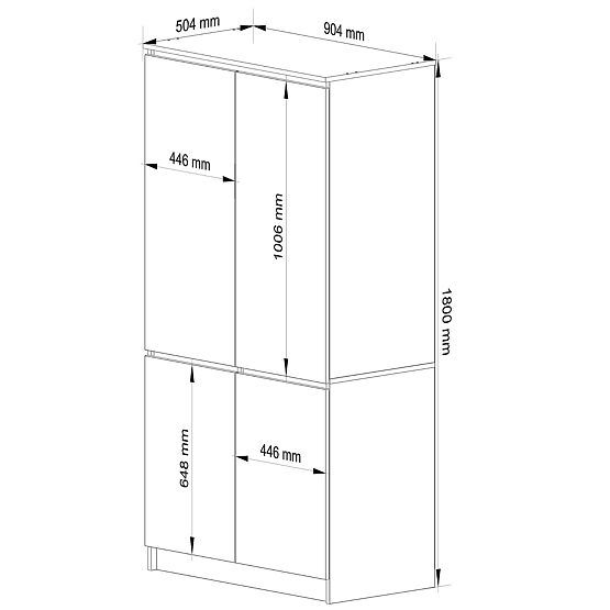SCHRANK S90 4D CLP GRAFIT GRAU