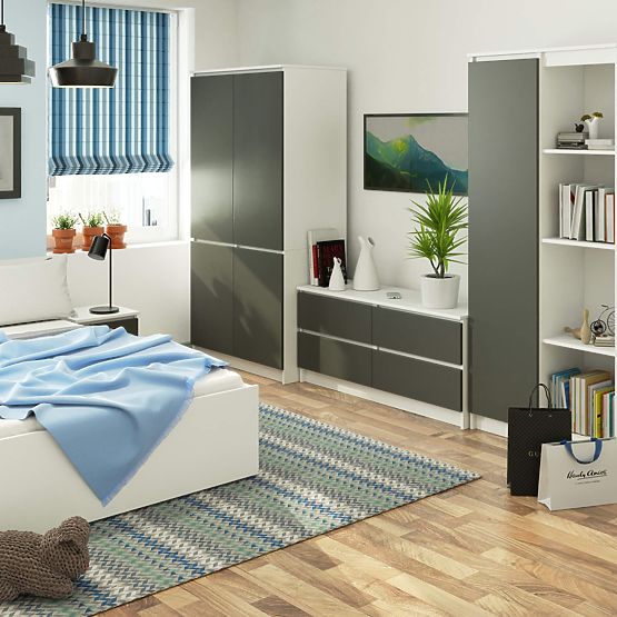 SCHRANK S90 4D CLP WEISS / GRAPHITGRAU