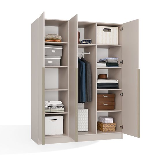 SCHRANK SENSO 3D 150 CM 3 TÜREN GOLDENE GRIFFE FÜR WOHNZIMMER SCHLAFZIMMER KASCHMIR BEIGE