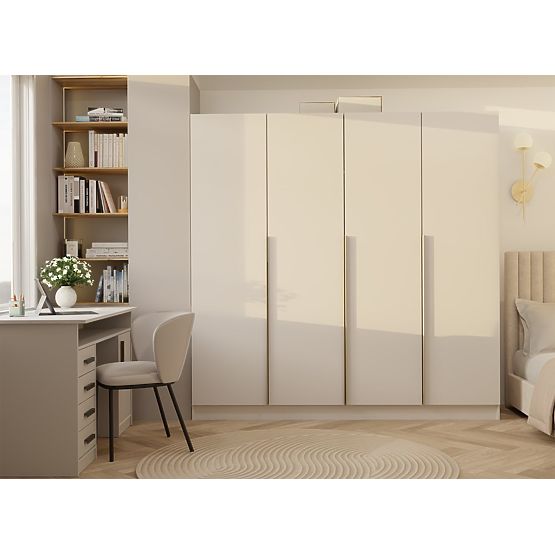 SCHRANK SENSO 4D 200 CM 4 TÜREN GOLDENE GRIFFE FÜR WOHNZIMMER SCHLAFZIMMER KASCHMIR BEIGE
