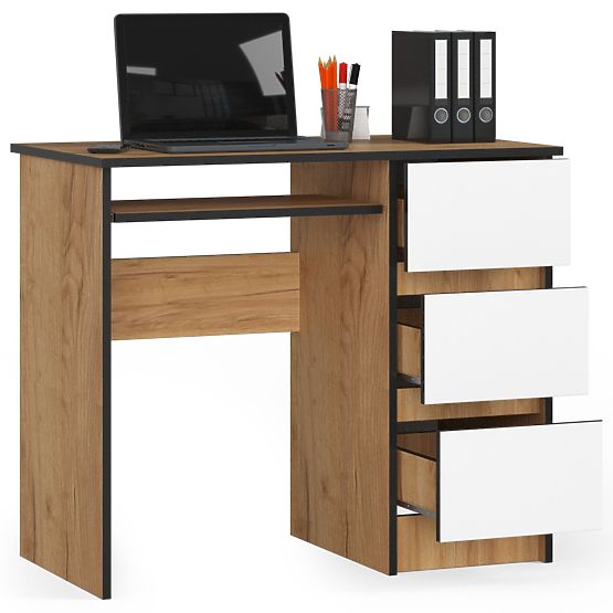 SCHREIBTISCH A-6 CLP EICHE CRAFT / WEISS RECHTS
