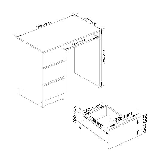 SCHREIBTISCH A-6 CLP ERLE LINKS