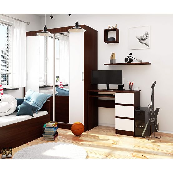 SCHREIBTISCH A-6 CLP WENGE - WEISS RECHTS